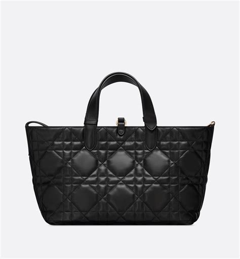 Medium Dior Toujours Bag Black Macrocannage Calfskin.